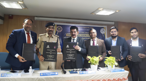 ICAI through Public and Government Financial Management Committee (PGFMC) entered into a Memorandum of Understanding (MoU) with Andhra Pradesh Police Department (Training Wing) on 2nd April 2026 to strengthen their knowledge and practical understanding of economic offences, financial frauds and related investigation techniques.