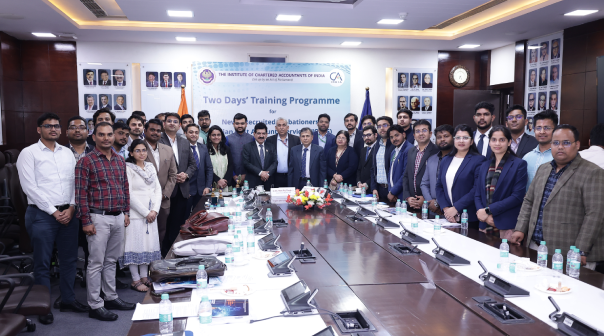 CA. Hansraj Chugh, Chairman, Public and Government Financial Management Committee (PGFMC) addressed the newly recruited probationers of the Indian Cost Accounts Service (ICoAS) during the valedictory session of the Two Days’ Training Program on Overview of digital financial reforms, data analytics, AI tools, and leadership skills organised by the Committee for their officers at ICAI Bhawan, New Delhi, on 14th & 15th Feb 2026.