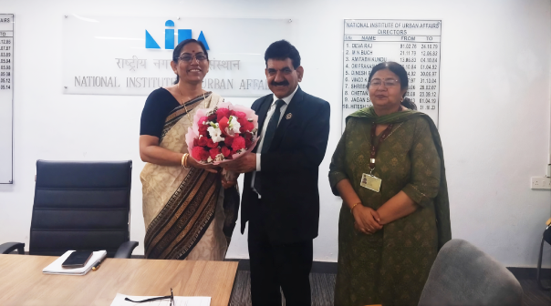 CA. Hans Raj Chugh, Chairman, Public and Government Financial Management Committee (PGFMC), ICAI in a meeting with Dr. Debolina Kundu, Director-NIUA on 7th April 2026 to discuss matters of mutual professional interest.