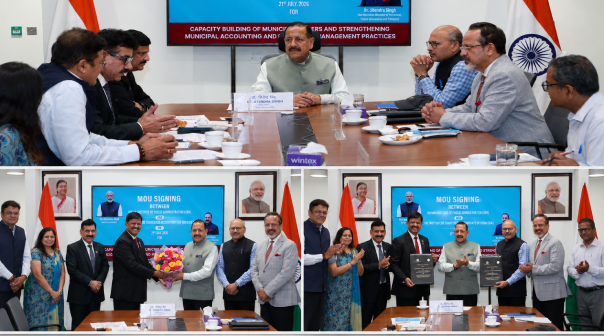A MoU was signed by ICAI (through PGFMC) and Centre for Urban Studies (CUS) of the Indian Institute of Public Administration (IIPA) on 21st  July 2026 for capacity building of Municipalities. Dr. Jitendra Singh, Hon'ble Minister of State for Personnel, Public Grievances and Pensions and Chairman of the IIPA Executive Council; Dr. Surendrakumar Bagde, IAS, Director General, IIPA; CA. Prasanna Kumar D, President, ICAI; CA. Hans Raj Chugh, Chairman, PGFMC along with CCMs, ICAI: CA. Rajesh Sharma and CA. Priti Savla.